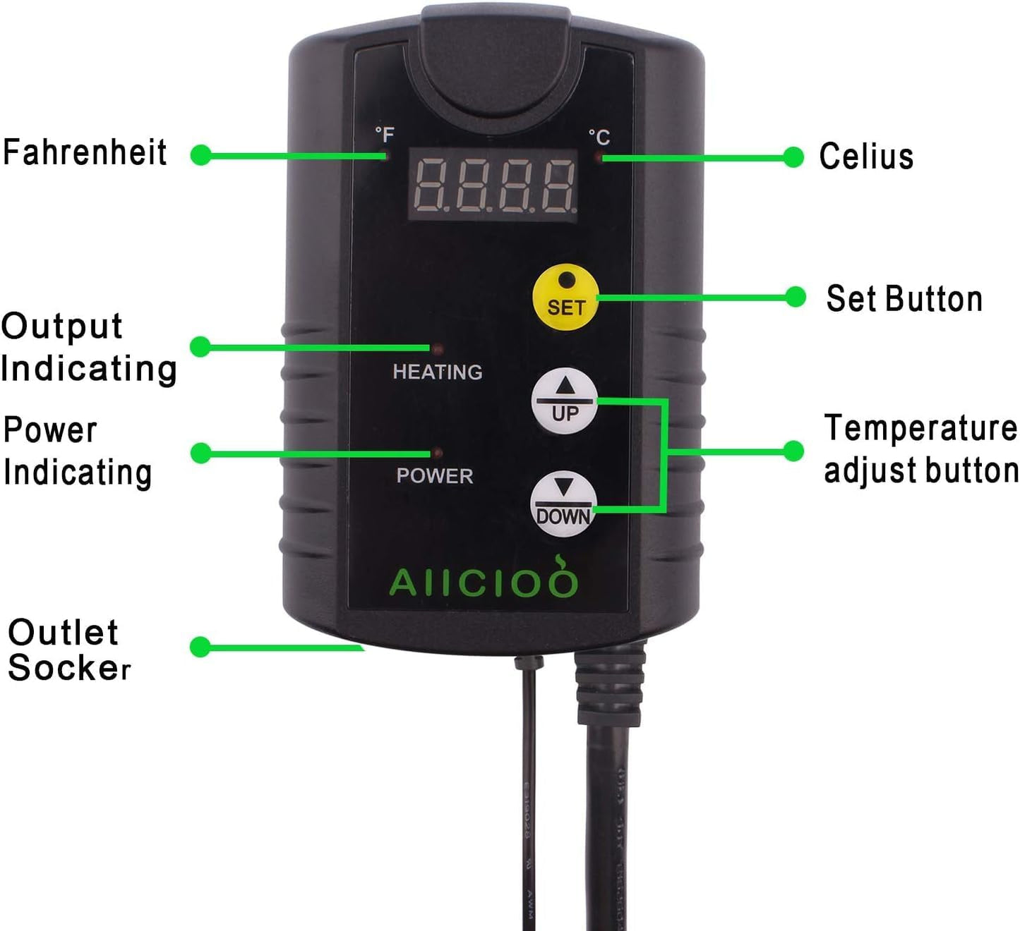 Aiicioo Under Tank Heater Thermostat - Reptile Heating Pad with Temperature Control Reptile Heat Mat for Combo Set for Hermit Crab Lizard Terrarium 8W