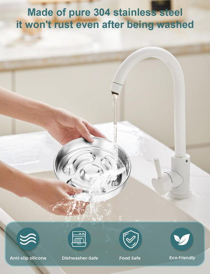 Slow Feeder Dog Bowl Stainless Steel，8-inch Diameter Dog Slow Feeder Bowl，Heavy Duty with Non-Slip Rubber Base，4Cups Capacity for Medium & Large Dogs to Slow Down Eating