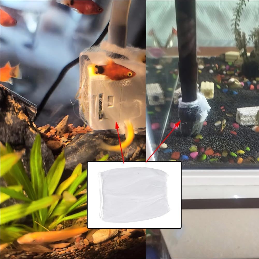50 Pack Internal Aquarium Filter Mesh Covers Disposable Mesh Bag Pre-Filter Net Socks for Aquarium Internal Filter Submersible Power Filter Fish Tank Filters Water Pump Turtle Tank Pumps