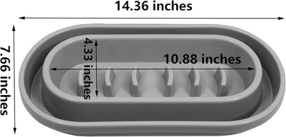 Slow Feeder Ant Away Dog Cat Bowls, Anti-Slip No Spill Dog Cat Pet Slow Feeder Food Water Bowls Dish for Cats Small to Medium Size Dogs by With You6688 (Grey)