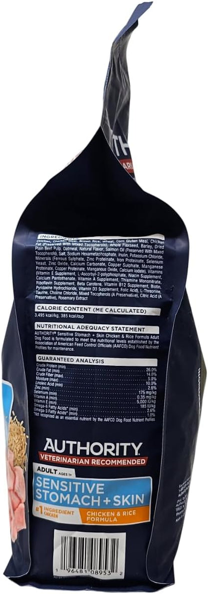 Authority Adult Sensitive Stomach and Skin Chicken and Rice Dry Dog Food, 6 Pound Bag