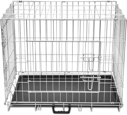 GREAZ Training Made Easy with Foldable Metal Dog Bench, Heavy-Duty Steel with Easy-Clean Plastic Liner, Indoor and Outdoor Use, Black