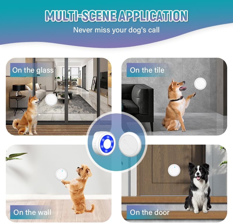Wireless Dog Door Bell - Dog Bells to Go Outside for Potty Training, Dog Buttons for Communication, 58 Melodies & 4 Volume Pet Doorbell