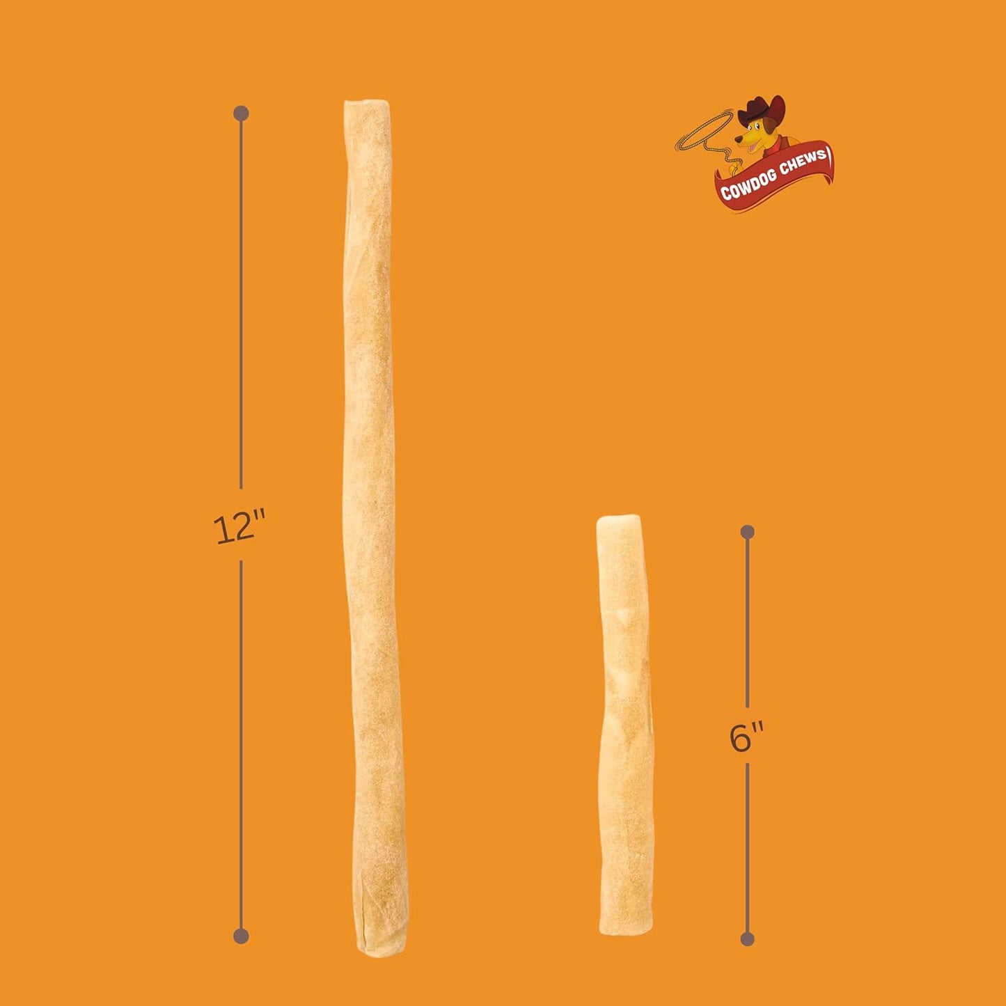 Cowdog Chews Collagen Sticks 6" (5 Pack) - Odor-Free, All Natural Collagen Dog Chews for Healthy Joints, Skin & Coat. Best Rawhide and Bully Stick Alternative Filled with Beefhide Goodness.