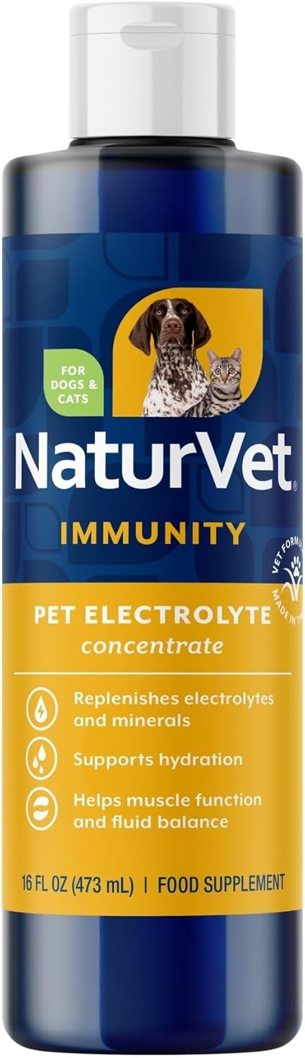 NaturVet Pet Electrolyte Concentrate for Dogs and Cats, 16 oz Liquid Concentrate, Made in The USA with Globally Source Ingredients