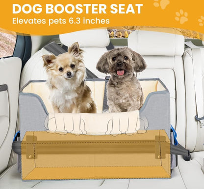 Dog Car Seat for Small Dogs, Elevated Dog Booster Seat Pet Travel Carrier Bed for Car with Adjustable Straps Pet Car Booster Seat for Small Dogs Cats