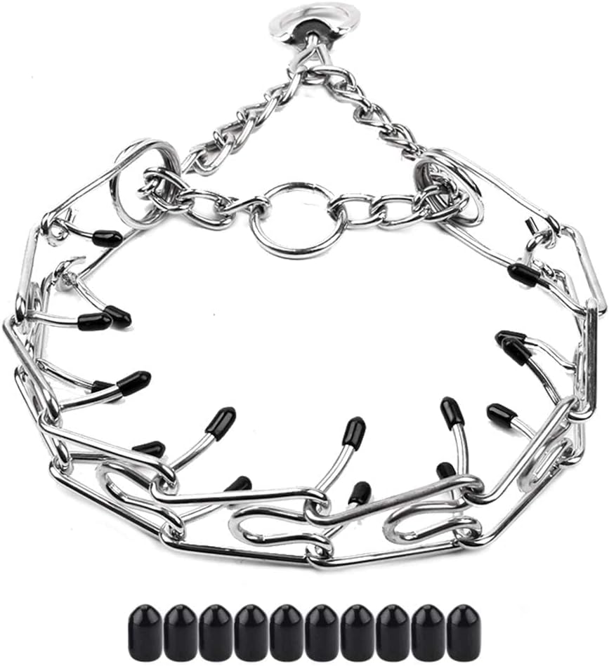 CBBPET Dog Prong Collar, Adjustable Dog Training Collar with Quick Release Buckle for Small Medium Large Dogs (Silver, L/3.5mm Neck: 18"-20'' Weight:70 lbs)