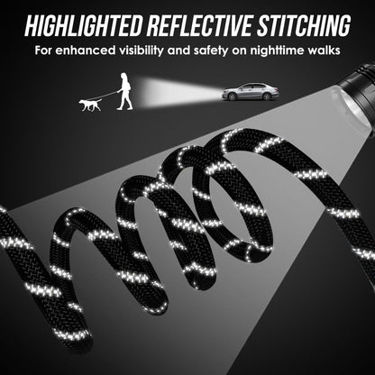 Lukovee Hands Free Dog Leash, 10FT Adjustable Training Lead 1/2 Inch Nylon Heavy Duty Lead No Pull for Large Medium Dogs, Tangle Free Reflective Waist-Leash for Walking Running, Black