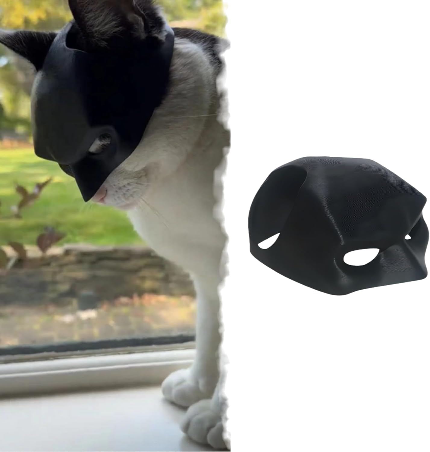 Cat Bat Mask Halloween Costumes Accessories for Cats, Cat Bat Cosplay Apparel (Medium, Black Bat)