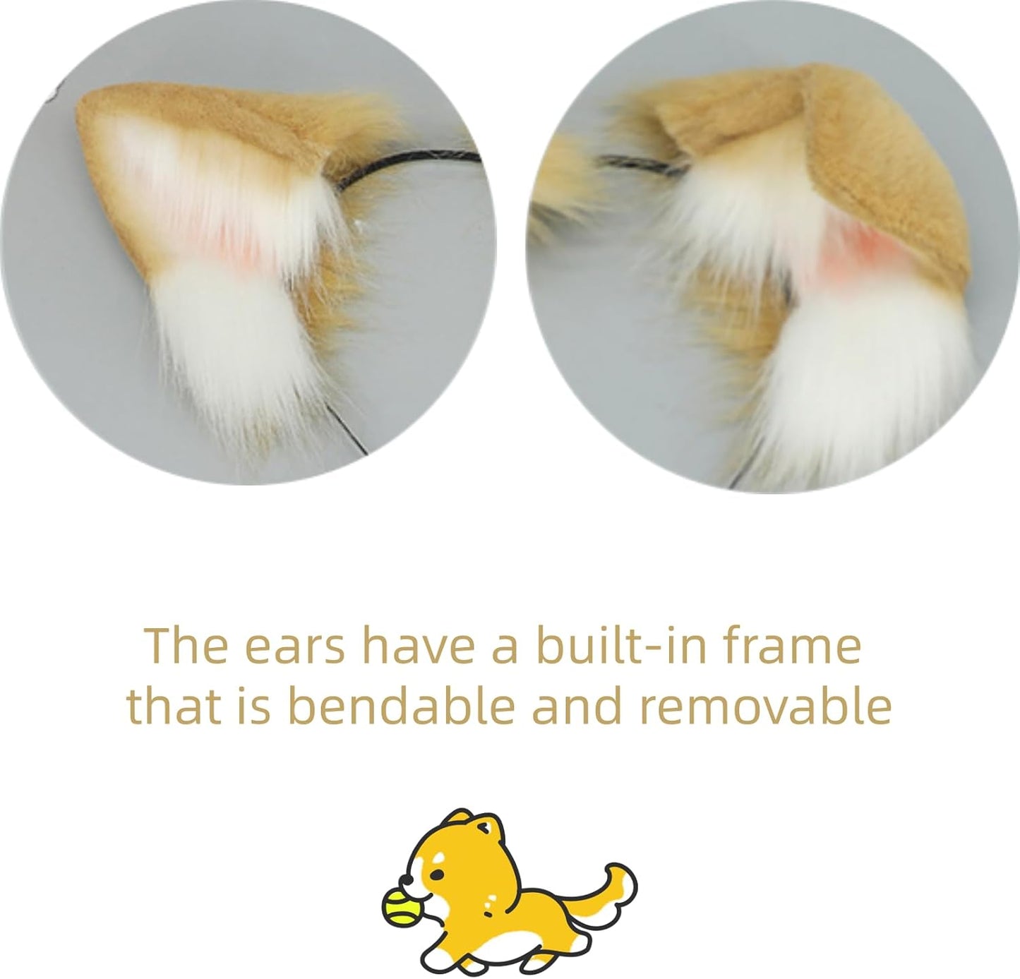 Dog Ear and Tail Set for Shepherd Shiba Inu, Animal Cosplay Costume Accessories, Furry Animal Cosplay Costume Dog Anime Set, Adult Halloween Party Headdress