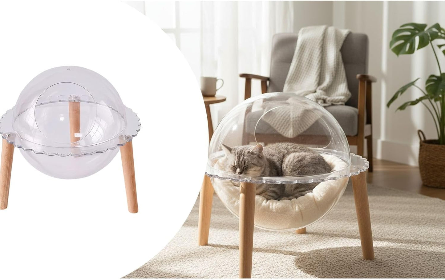 Space Capsule Cat Bed for Indoor Cats, Cat House with Design and Modern Style