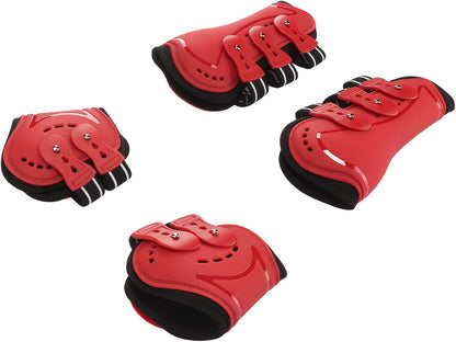 Fetlock Horse Boots, Lightweight Breathable Horse Hind Leg Boots, Jacquard Elastic Band with Anti Slip Technology, Wearproof Fetlock Boots for Show Jumping and Training, Red