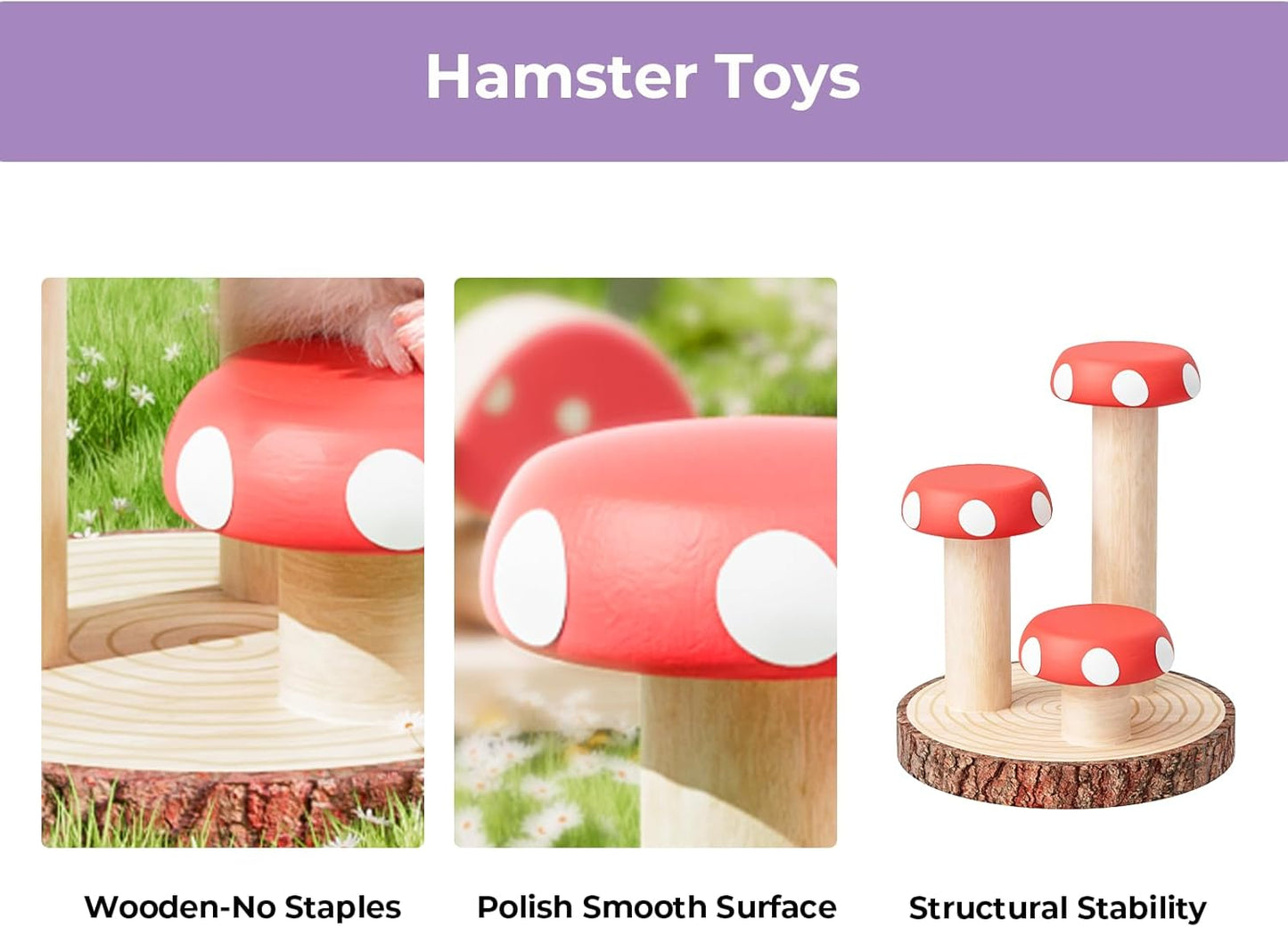 Mini&Moe Hamster Climbing Toys Wooden Stairs Small Animal Cage Accessories Enrichment Toys for Rat, Gerbil, Ferret, Chinchilla, Guinea Pig