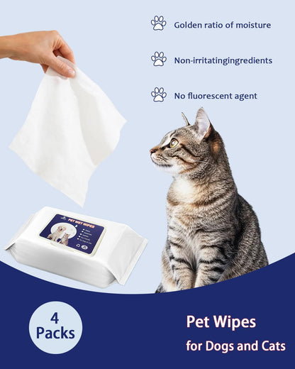 Dog Wipes for Paws, Butt, Face & Tear Stains – 320ct Unscented Hypoallergenic Pet Wipes for Dogs & Cats – Extra Thick, Rinse-Free Deodorizing Grooming Wipes for Muddy Paws, Allergies, Bedtime & Travel