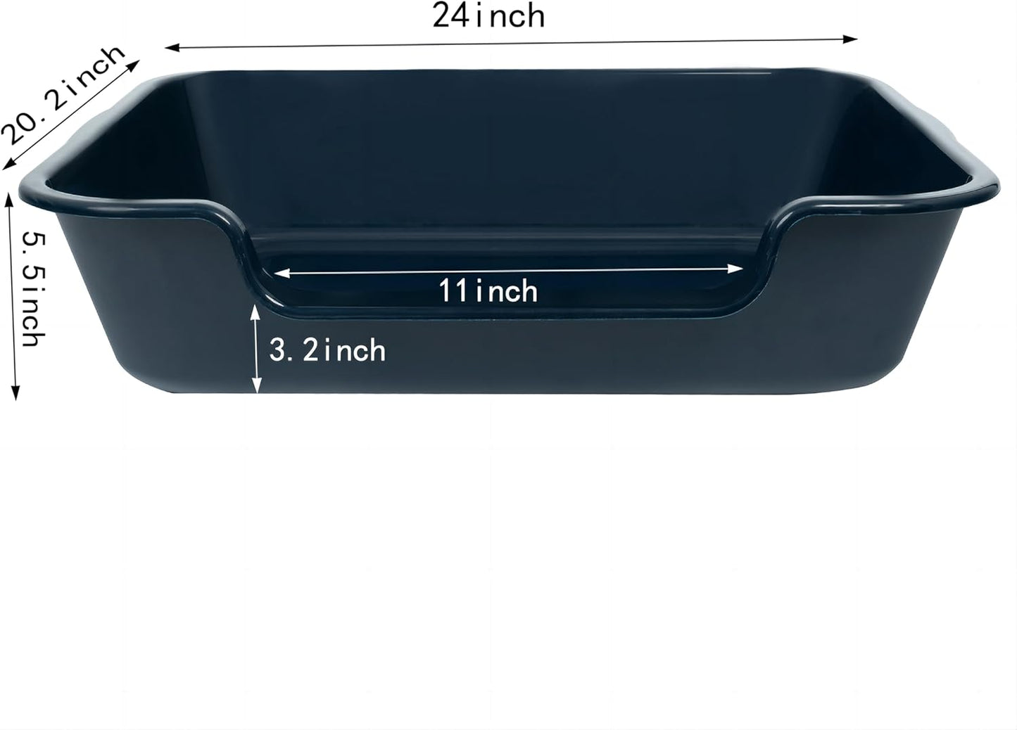 1 Pack Extra Large Dog Litter Box Pan Tray (ABS Material), Low Entry Jumbo Senior Litter Boxes for Multiple Kitten Big Cats, Pet Safe Indoor Dog Potty (Dark Blue, 24" L x 20" W)