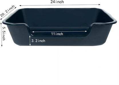 1 Pack Extra Large Dog Litter Box Pan Tray (ABS Material), Low Entry Jumbo Senior Litter Boxes for Multiple Kitten Big Cats, Pet Safe Indoor Dog Potty (Dark Blue, 24" L x 20" W)