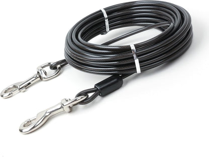 Dog Leash Dog Tie Out Cable to Run Dogs Tether Leash Runner Cable Steel Chew Proof Design for Dogs Outdoor Use (Black, 10 feet)