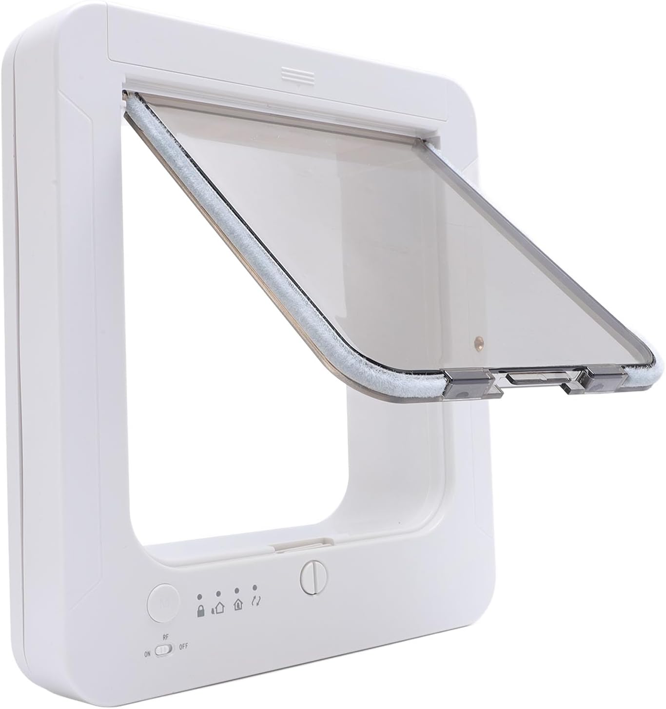 Smart Dog Door, Auto Sensing Pet Door Weatherproof 210mAh Battery for Home (White + Remote Control)