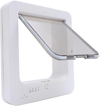 Smart Dog Door, Auto Sensing Pet Door Weatherproof 210mAh Battery for Home (White + Remote Control)