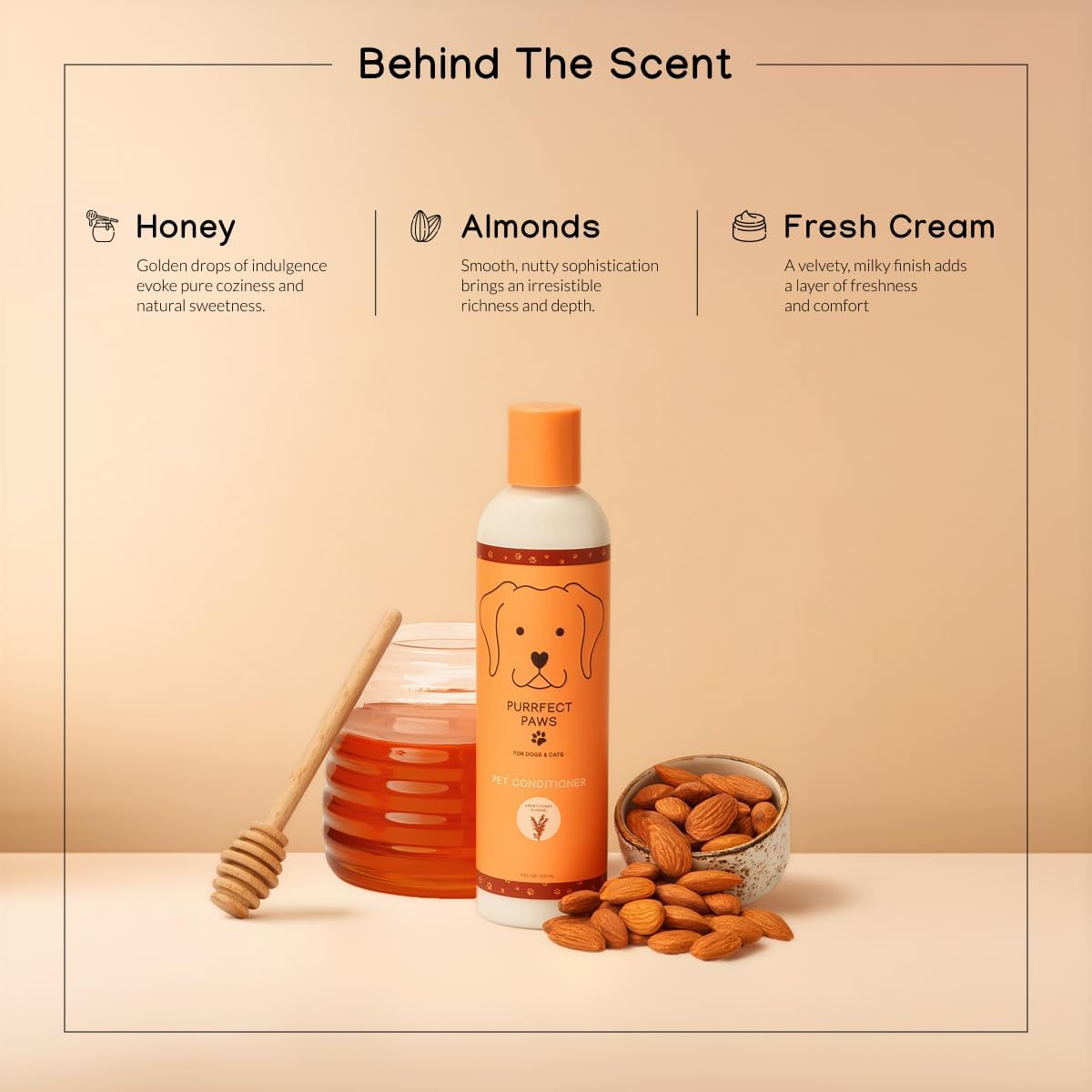 Pet Conditioner for Dogs & Cats – Hydrating Oat and Aloe for Sensitive, Itchy Skin – Gentle, Vegan, Cruelty-Free, Sulfate-Free, Paraben-Free – Sweet Honey Almond Scent – Made in USA by Purrfect Paws