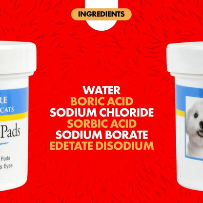 Miracle Care Eye Wash Pads, 90 Single Use Pre-Soaked Pads to Gently Clean and Soothe Dog and Cat Eyes; Non Stinging Formula to Remove Eye Debris