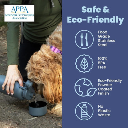 rubyloo Dog Mom Essentials Bundle - Puffer Tote with Storage Containers (Black) and 32 oz Water Bottle with Detachable Bowl (Rescued is My Favorite Breed) - Travel Bag and Hydration Set