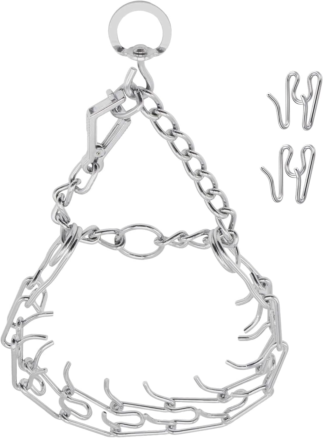 Prong Pinch Collar for Dogs with Quick Release Buckle, Adjustable Training Collar for Small Medium Large Dogs, Helps Prevent Dog from Pulling(2.3mm, Neck Size 13"-15"), Silver