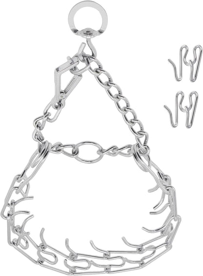 Prong Pinch Collar for Dogs with Quick Release Buckle, Adjustable Training Collar for Small Medium Large Dogs, Helps Prevent Dog from Pulling(2.3mm, Neck Size 13"-15"), Silver