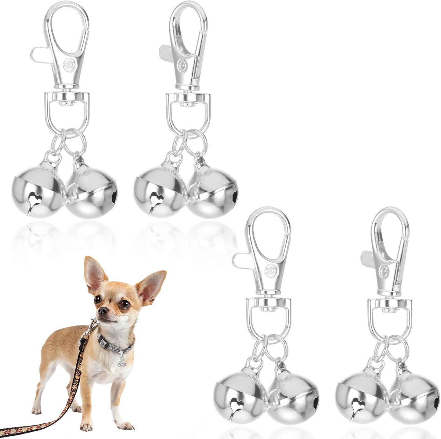 4 Pcs Mini Dog Collar Bells, Cat Bell, Silver Pet Pendant Accessories for Training, Loud Charms for Dogs and Cats