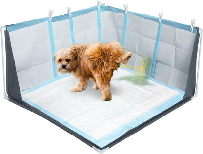 Dog Pee Pad Holder with High Walls, Portable Dog Litter Box for Inside Potty, Splash-Proof No Spill Pee Shield Pad Holder Tray for Puppies Small and Medium Dogs (Grey, Only Pee Pad Holder)