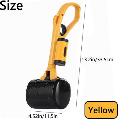 Pooper Scooper with Handle 14”, No Touch Waste Pickup Tool for Large Medium Small Dogs,Portable for Lawn Grass Dirt Gravel, Includes 1 Rolls Waste Bags (Yellow)