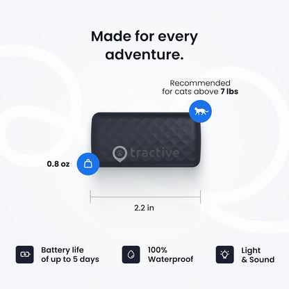Tractive Smart Cat GPS Tracker | Real-Time Location & Wellness Monitoring for Cats 6.5 lbs+ | Territory & Location History | Up to 5-Day Battery | Breakaway Collar Included (Dark Blue)