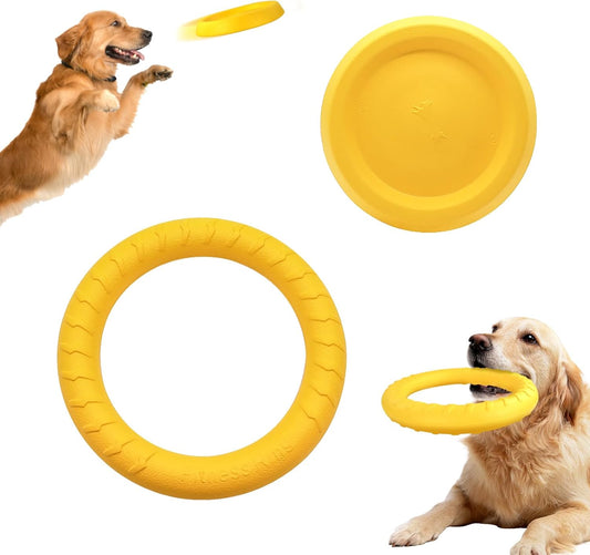 WishLotus Dog Ring Toy and Flying Disc, Interactive Floating Dog Toys Set for Outdoor, Training and Teeth Cleaning Chewers Fetch Toys for Large Dogs (Yellow)