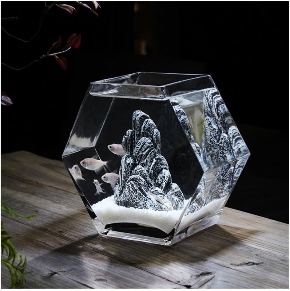 Fish Tank Glass Fish Tank Thickened Transparent Desktop Decorative Office Creative Goldfish Bowl Vase(10.2cm)
