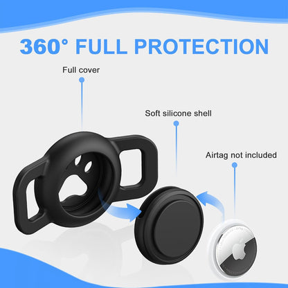 【2 Pack】 2025 Latest Air Tag Cat Collar, Silicone Full-Body Covered, Waterproof Cat Collar Air tag Holder Soft Design Fits All Width Collars, Black