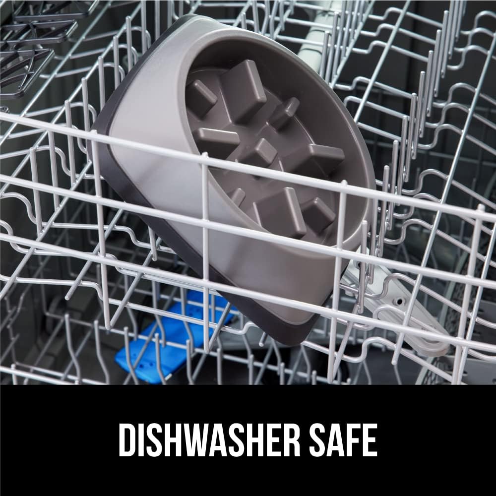 GORILLA GRIP Patent Pending Slow Feeder Dog Bowls, Interactive Puzzle Toy for Dogs and Cats Food Training, Keeps Pets Busy and Prevents Puppy Overeating, All Breeds, 100% BPA Free, 2 Cup, Gray