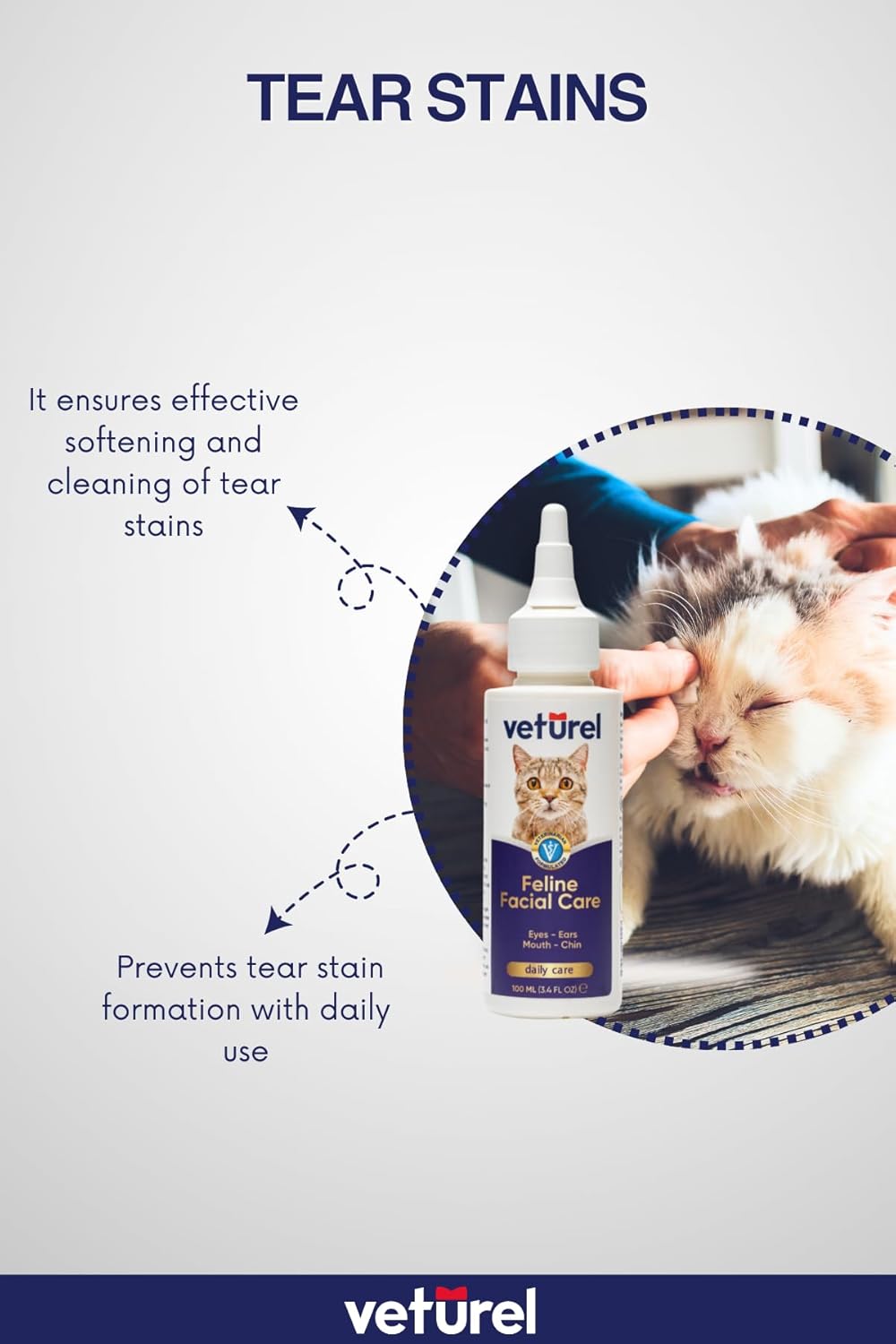 Natural Feline Facial Care - Cat Tear Stains Remover - Cat Acne - May Help with Cat Chin Acne - Cat Chin Blackheads - Gentle Ear and Eye Care - May Soothe Skin - 3.4 oz.