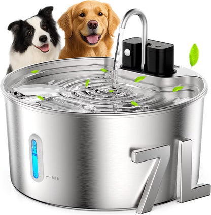 Casfuy PWL-009 Wireless Smart 3 Water Modes Stainless Steel Dog Water Fountain, 237-oz