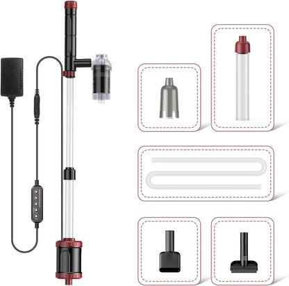 AKKEE Aquarium Vacuum Gravel Cleaner, 36W Electric Fish Tank Cleaner Vacuum, 8 in 1 Multifunctional Aquarium Cleaner for Automatic Water Change, Wash Sand, Water Circulation and Timed Off