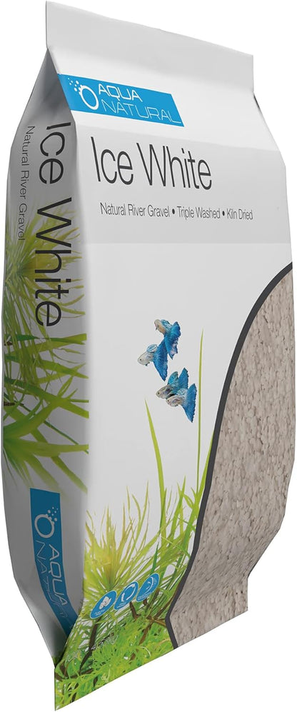 Aqua Natural Ice White 10lb Gravel Substrate for aquascaping, Aquariums, vivariums and terrariums 4-6mm, White