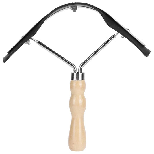 Horse Sweat Scraper With Wood Handle Non Slip Horse Cleaning Grooming Tool For Efficient Farm Animal Care And Durable Stainless Steel Rubber Edge Design