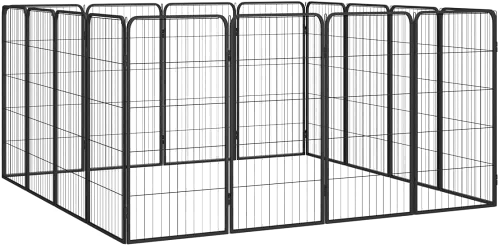 LUMILAND Sturdy 16-Panel Dog Playpen for Safe Outdoor Play, Adjustable Size, Powder-Coated Steel, Black