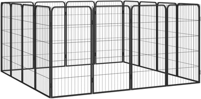 LUMILAND Sturdy 16-Panel Dog Playpen for Safe Outdoor Play, Adjustable Size, Powder-Coated Steel, Black