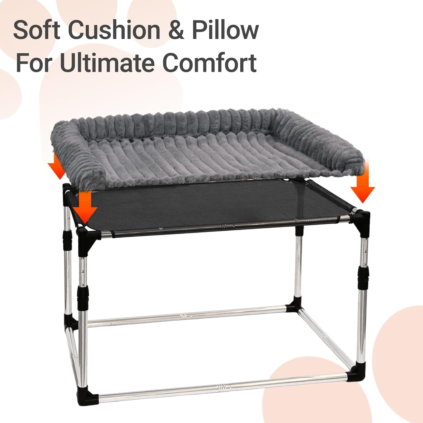 Adjustable Bedside Pet Bed for Dogs & Cats – Elevated Cosleeper Dog Bed with Height-Adjustable Metal Frame, Removable & Washable Cushion, Stable Design for Small to Medium Pets