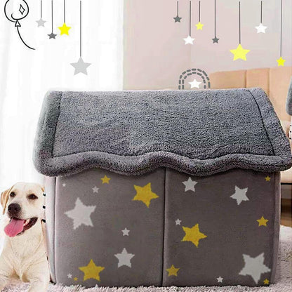 Dog House Indoor Memory Sponge, Foldable Dog House Kennel Bed Mat with Cushion for Small Medium Large Dogs Cats, Winter Warm Cat Nest Puppy Cave Sofa Pet Products (Large)