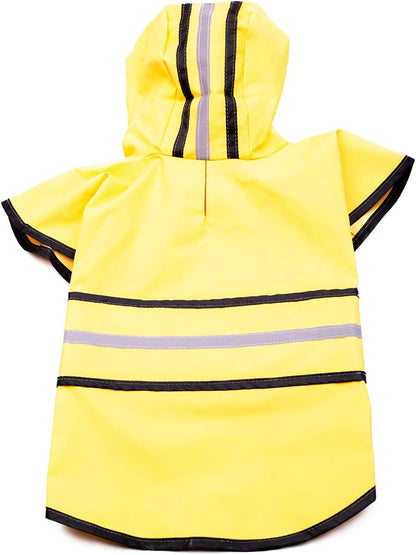 SPOT Rainy Days Slicker - Yellow Dog Rain Jacket With Hood, Reflective Strip for Safety, Leash Hole & Adjustable Velcro Belly Strap, 100% Polyester Water Resistant Pet Raincoat - Medium, 13in Long