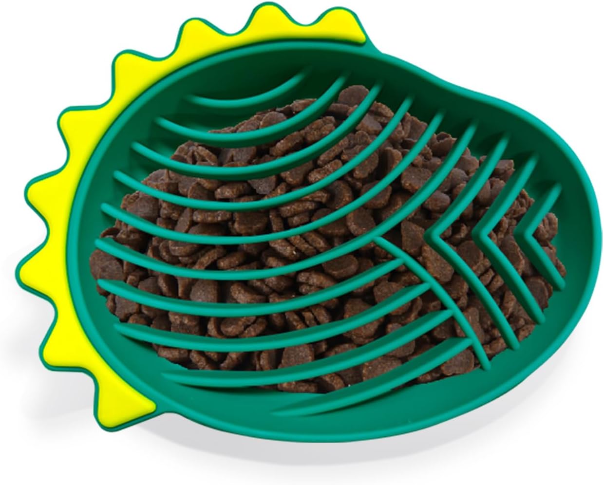 Silicone Slow Feeder Dog Bowls, 8.6"L×6.5"W×1.4"H Slow Feeder to Prevent Choking, Non-Slipping Maze Dog Food Bowl for Dry Wet Food, Versatile Pet Bowl for Dogs and Cats, Dogs Accessories(Dark Green)