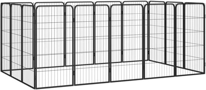 LUMILAND Sturdy 16-Panel Dog Playpen for Safe Outdoor Play, Adjustable Size, Powder-Coated Steel, Black