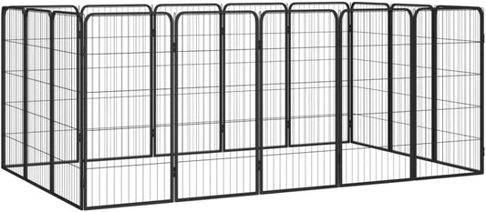 LUMILAND Sturdy 16-Panel Dog Playpen for Safe Outdoor Play, Adjustable Size, Powder-Coated Steel, Black