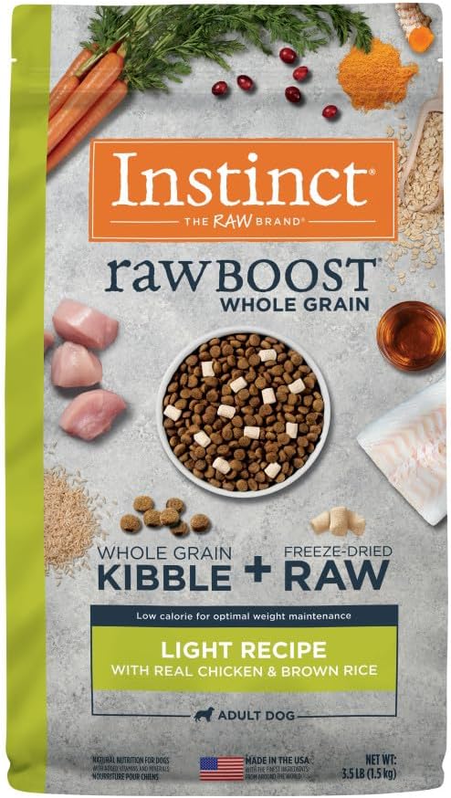 Instinct Raw Boost Light, Natural Dry Dog Food with Freeze Dried Pieces, Whole Grain Recipe- Real Chicken and Brown Rice, 3.5 lb. Bag